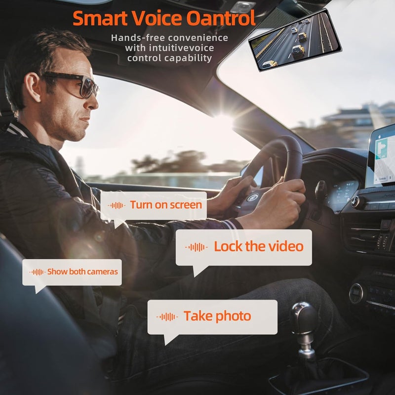 Aprilboy 4K Mirror Dash Cam Front and Rear, 12'' Dual WiFi Dashcam for Cars with Voice Control, ADAS&BSD&LCA, GPS, Reverse Assist, G-Sensor, 24 Parking Monitor, Free 64GB Card - Image 2